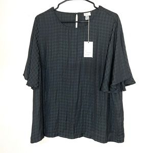A New Day Black Short Sleeve Blouse Size: XXL USED